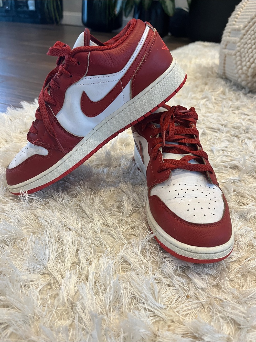 Nike air Jordan Kids Red and White Low Top Sneakers